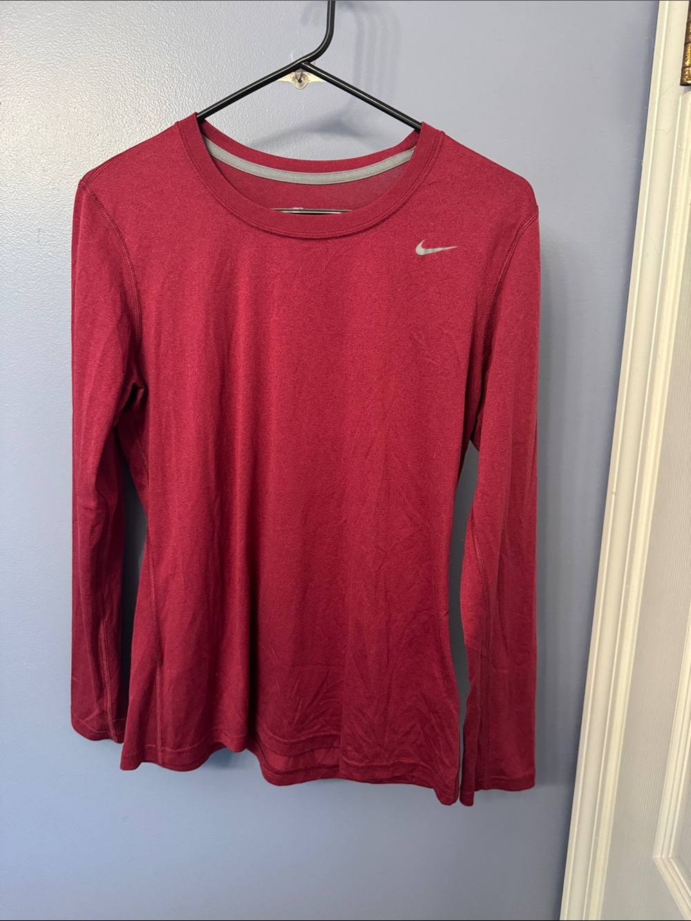 Nike Burgundy Long-Sleeve Crew Neck Top